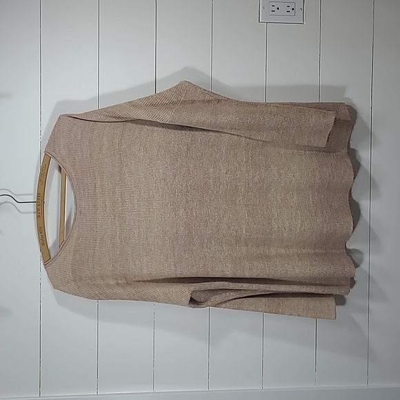 J. Jill Sweater Women's Med Neutral Tan/Brown Scoop Neck Oversized Knit Sweater - Picture 2 of 7